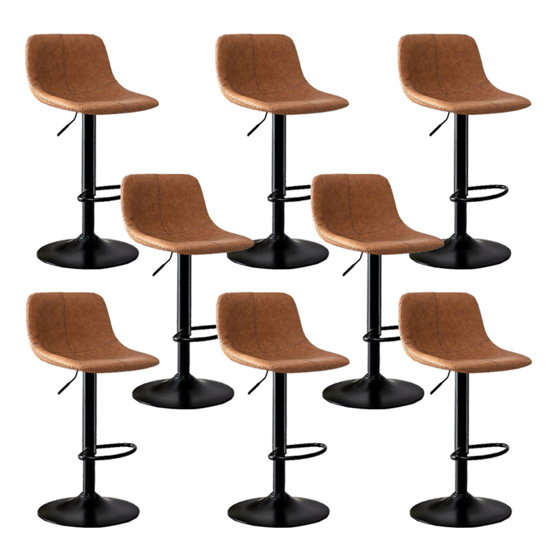 Modern Home Adjustable Height Barstool Matte Finish Leather Swivel Stool