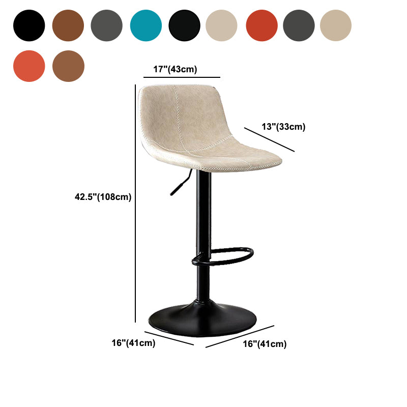 Modern Home Adjustable Height Barstool Matte Finish Leather Swivel Stool
