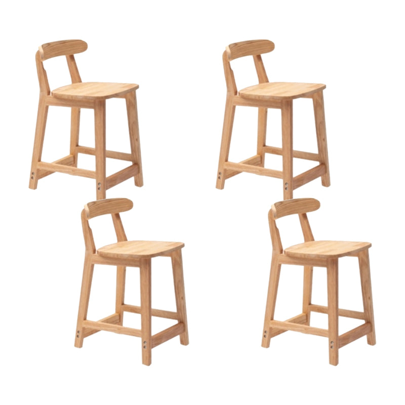Solid Wood Low Back Bar Stool Modern Indoor Bar Chair with Footrest