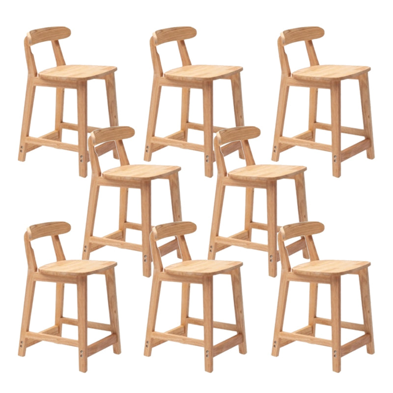 Solid Wood Low Back Bar Stool Modern Indoor Bar Chair with Footrest