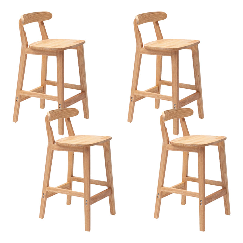 Solid Wood Low Back Bar Stool Modern Indoor Bar Chair with Footrest