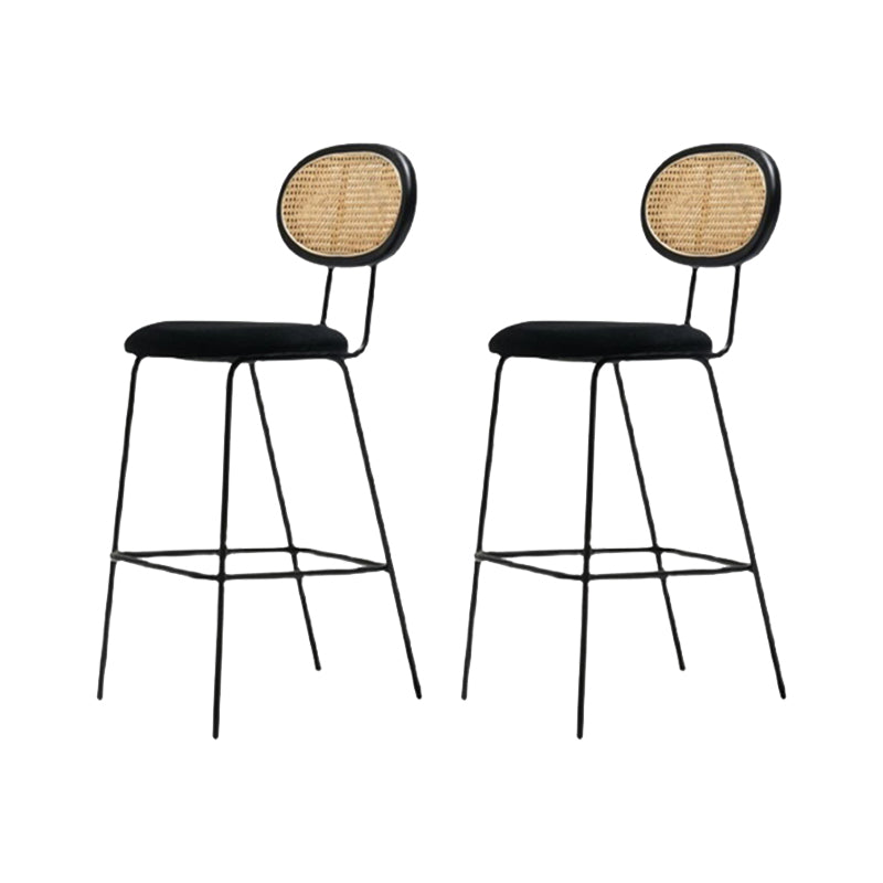 Industrial Upholstered Bar Chair Rattan Weave Low Back Bar Stool