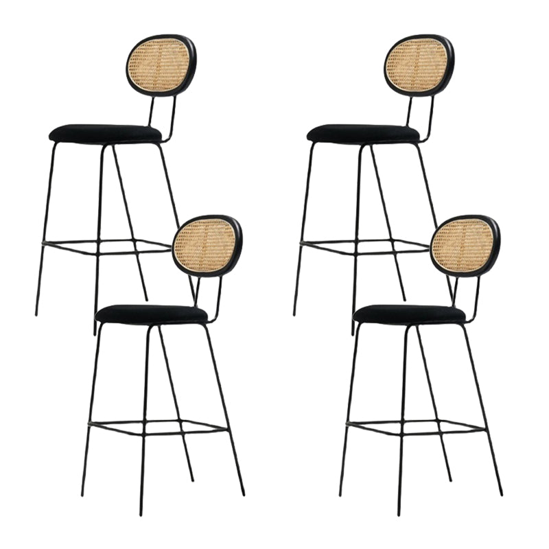 Industrial Upholstered Bar Chair Rattan Weave Low Back Bar Stool