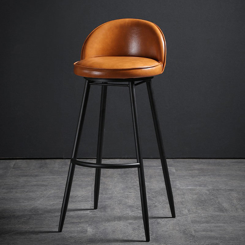 Indoor Faux Leather Counter Chair Industrial Bar Stool with Metal Legs