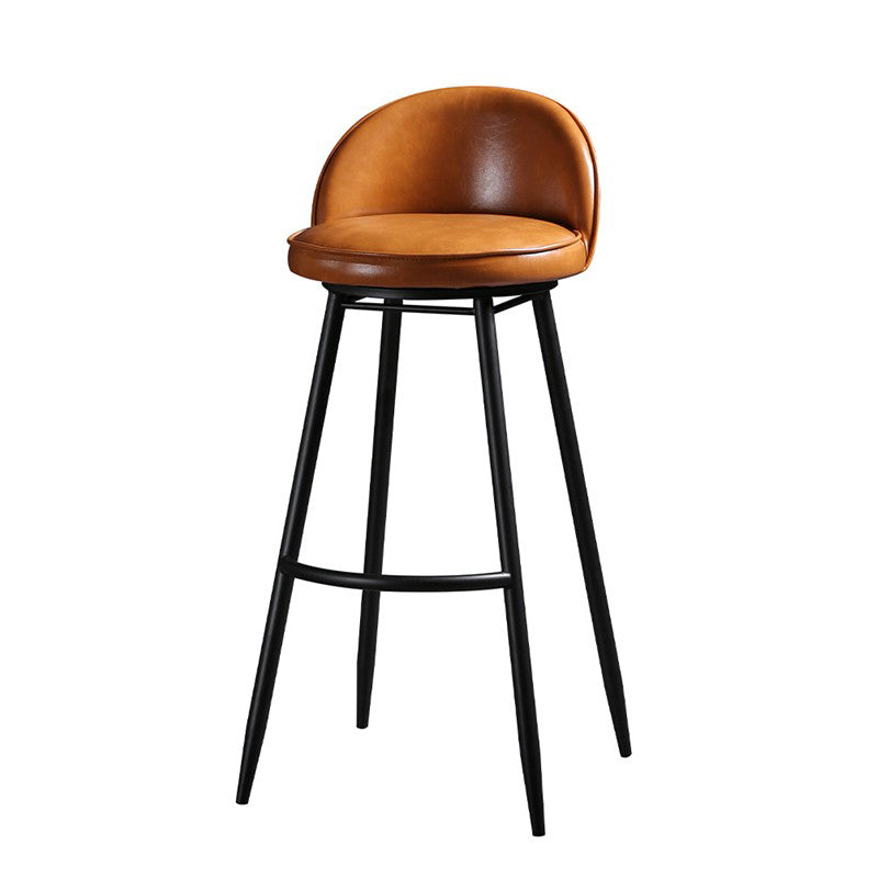 Indoor Faux Leather Counter Chair Industrial Bar Stool with Metal Legs
