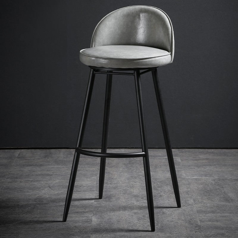 Indoor Faux Leather Counter Chair Industrial Bar Stool with Metal Legs