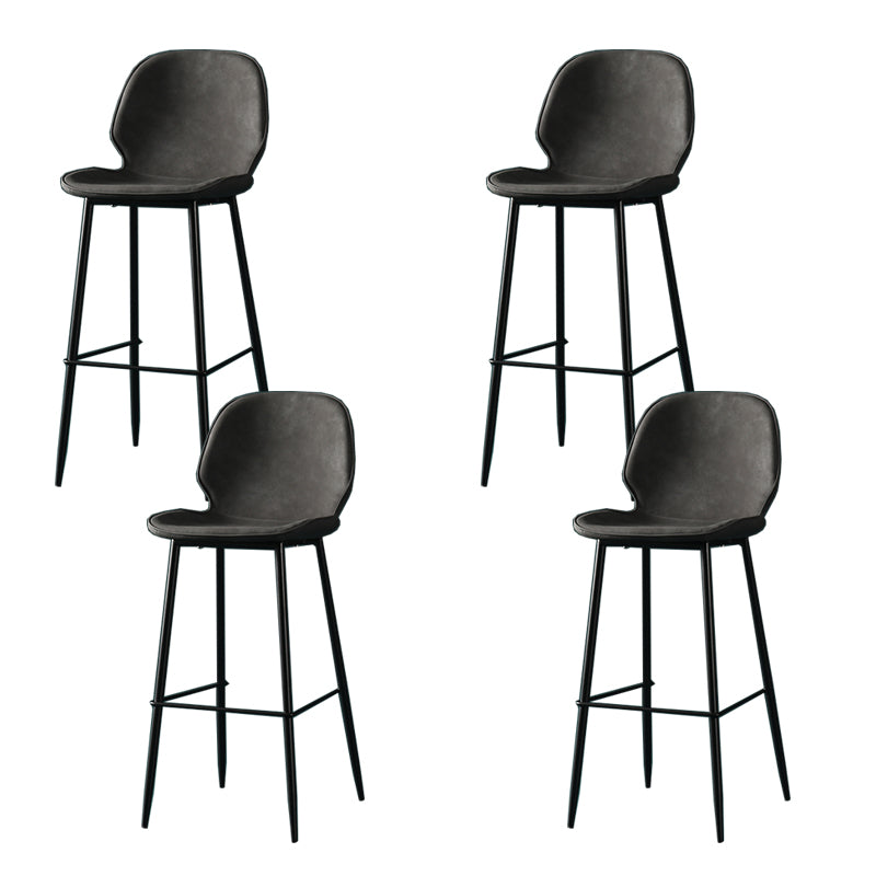 Contemporary Milk Tea Shop Low Back Stool Matte Finish Leather Barstool