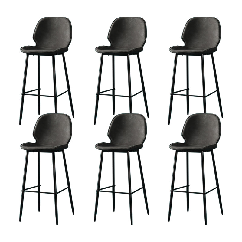 Contemporary Milk Tea Shop Low Back Stool Matte Finish Leather Barstool