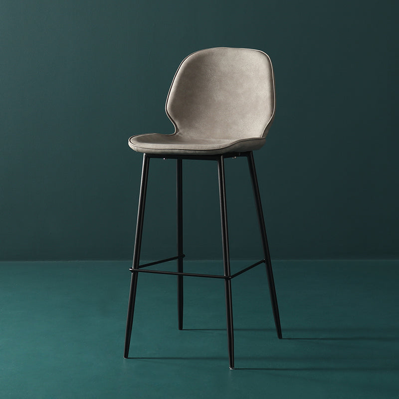 Contemporary Milk Tea Shop Low Back Stool Matte Finish Leather Barstool