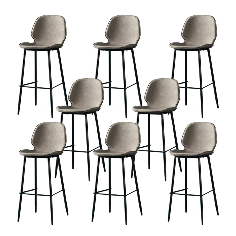 Contemporary Milk Tea Shop Low Back Stool Matte Finish Leather Barstool