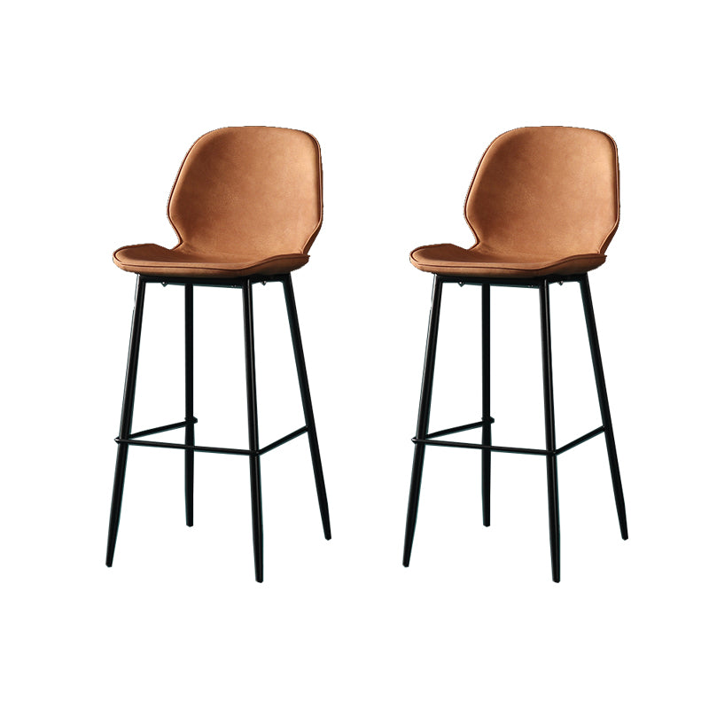 Contemporary Milk Tea Shop Low Back Stool Matte Finish Leather Barstool