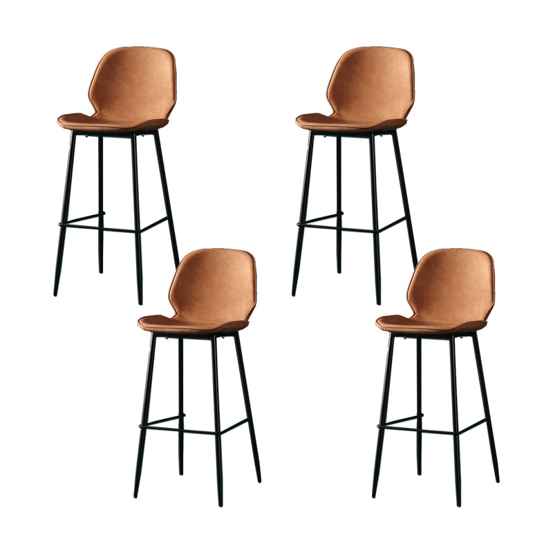 Contemporary Milk Tea Shop Low Back Stool Matte Finish Leather Barstool