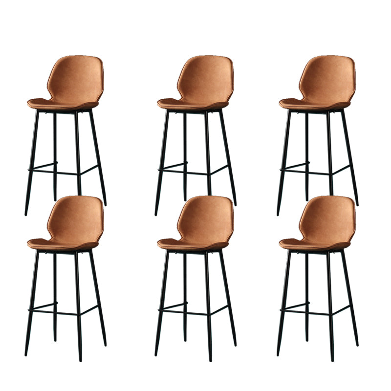 Contemporary Milk Tea Shop Low Back Stool Matte Finish Leather Barstool