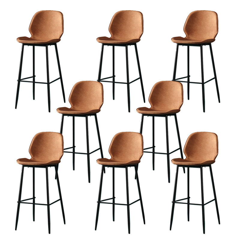 Contemporary Milk Tea Shop Low Back Stool Matte Finish Leather Barstool