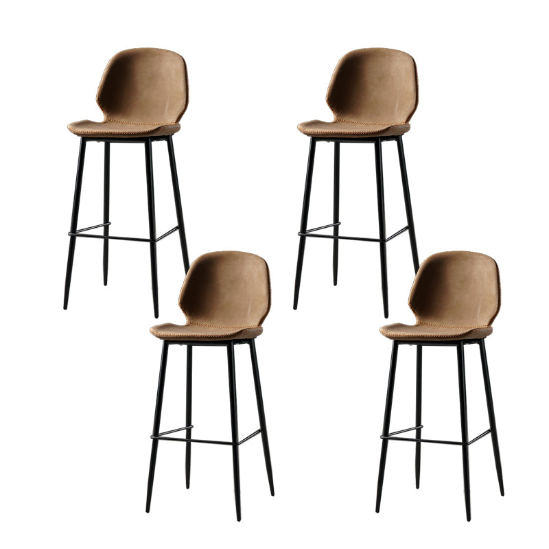 Contemporary Milk Tea Shop Low Back Stool Matte Finish Leather Barstool
