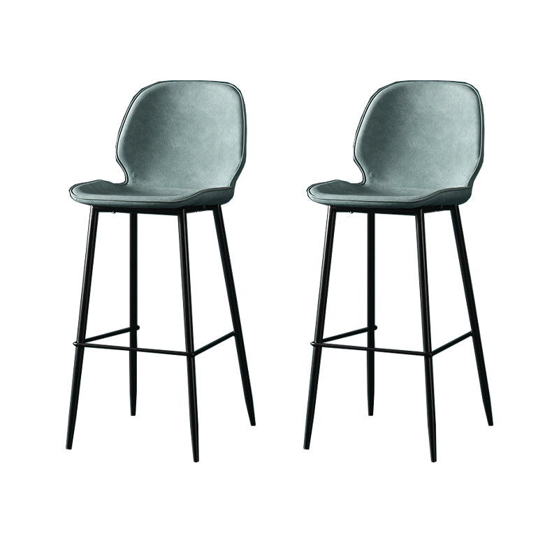 Contemporary Milk Tea Shop Low Back Stool Matte Finish Leather Barstool