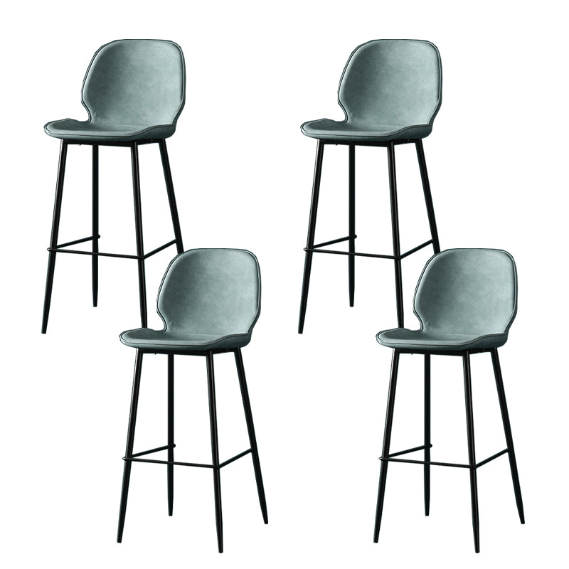Contemporary Milk Tea Shop Low Back Stool Matte Finish Leather Barstool