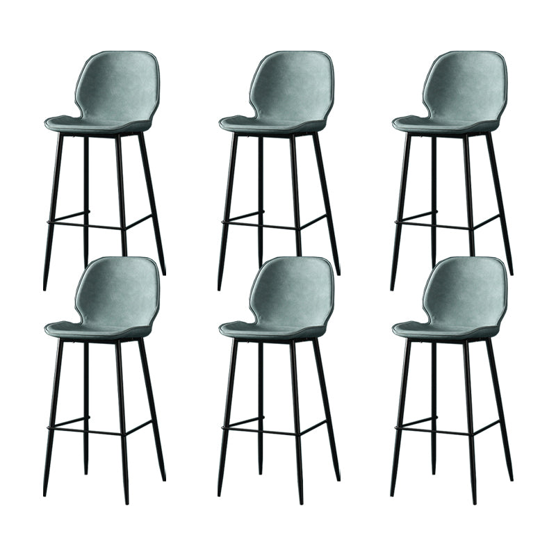 Contemporary Milk Tea Shop Low Back Stool Matte Finish Leather Barstool