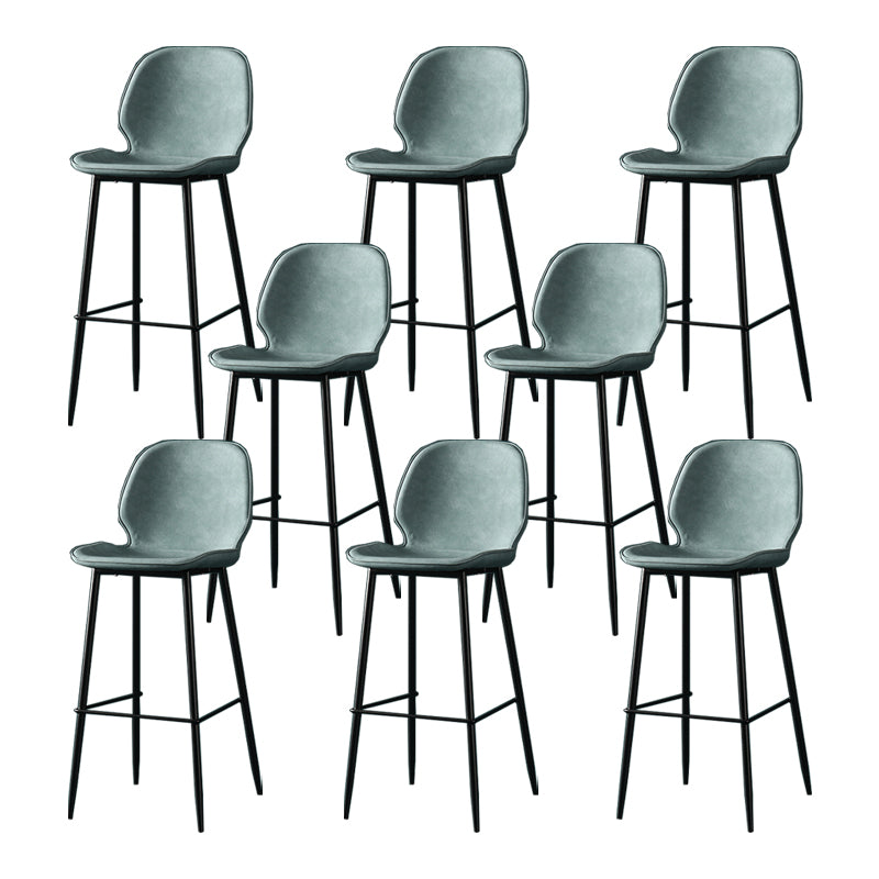 Contemporary Milk Tea Shop Low Back Stool Matte Finish Leather Barstool
