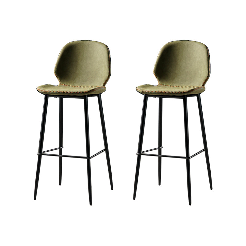 Contemporary Milk Tea Shop Low Back Stool Matte Finish Leather Barstool