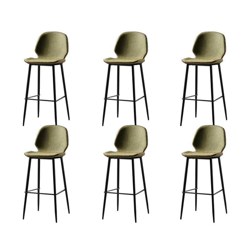 Contemporary Milk Tea Shop Low Back Stool Matte Finish Leather Barstool