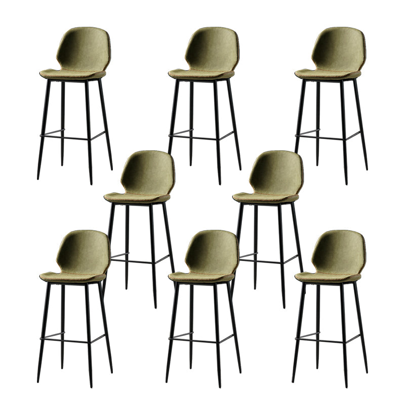 Contemporary Milk Tea Shop Low Back Stool Matte Finish Leather Barstool