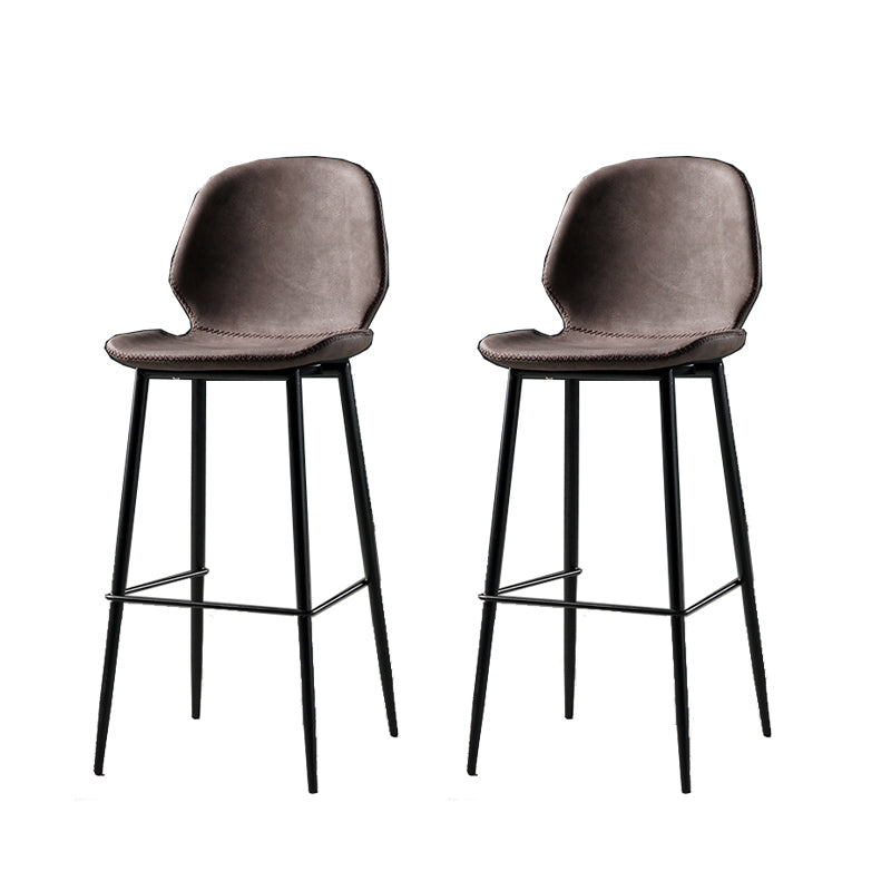 Contemporary Milk Tea Shop Low Back Stool Matte Finish Leather Barstool