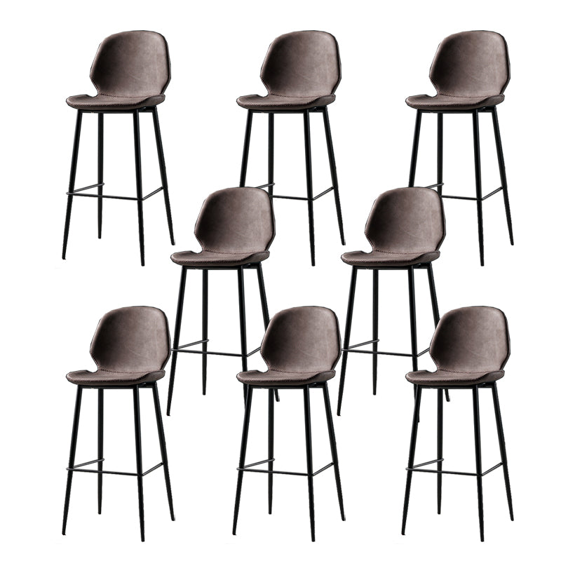 Contemporary Milk Tea Shop Low Back Stool Matte Finish Leather Barstool