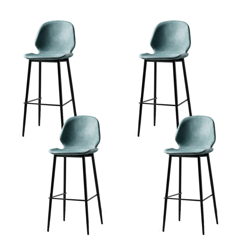 Contemporary Milk Tea Shop Low Back Stool Matte Finish Leather Barstool