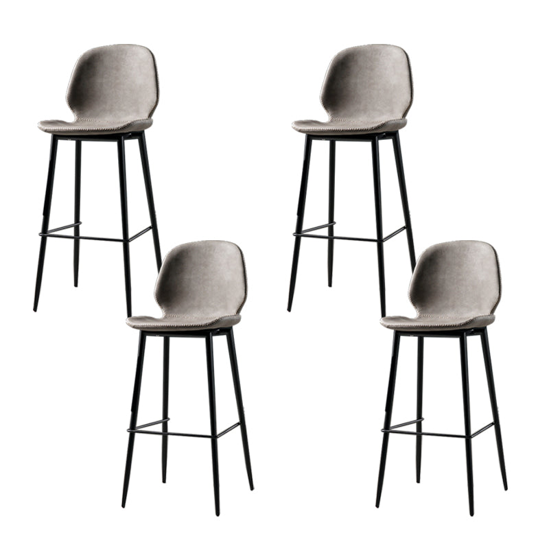 Contemporary Milk Tea Shop Low Back Stool Matte Finish Leather Barstool