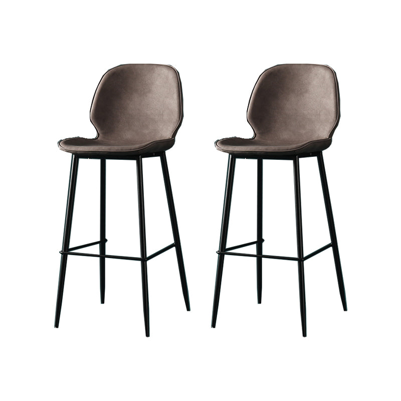 Contemporary Milk Tea Shop Low Back Stool Matte Finish Leather Barstool