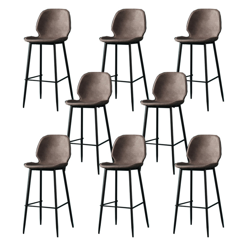 Contemporary Milk Tea Shop Low Back Stool Matte Finish Leather Barstool