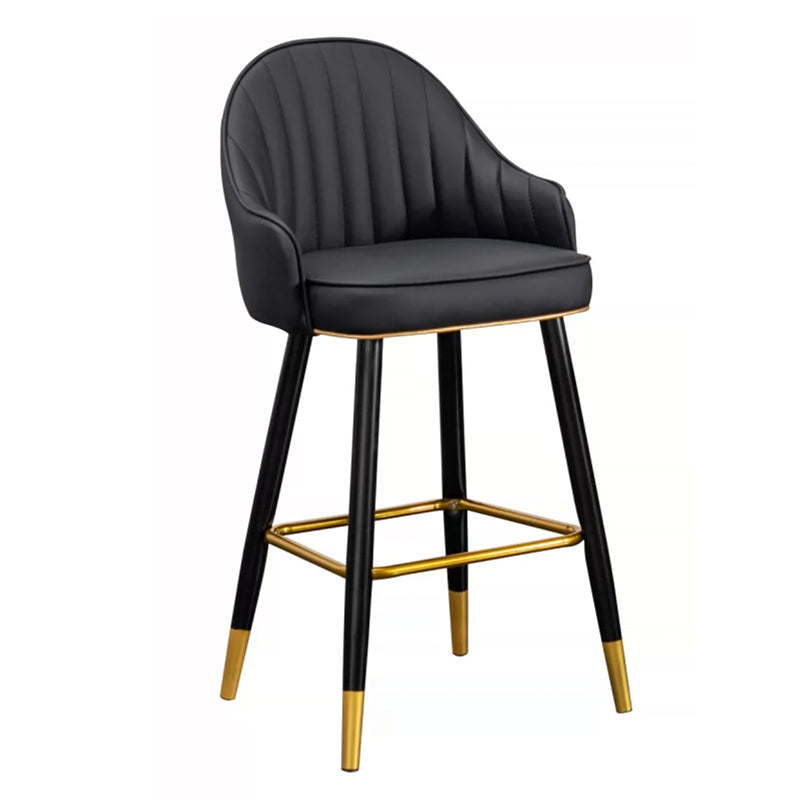 Modern Faux Leather Bar Chair Indoor Upholstered Bar Stool with Footrest