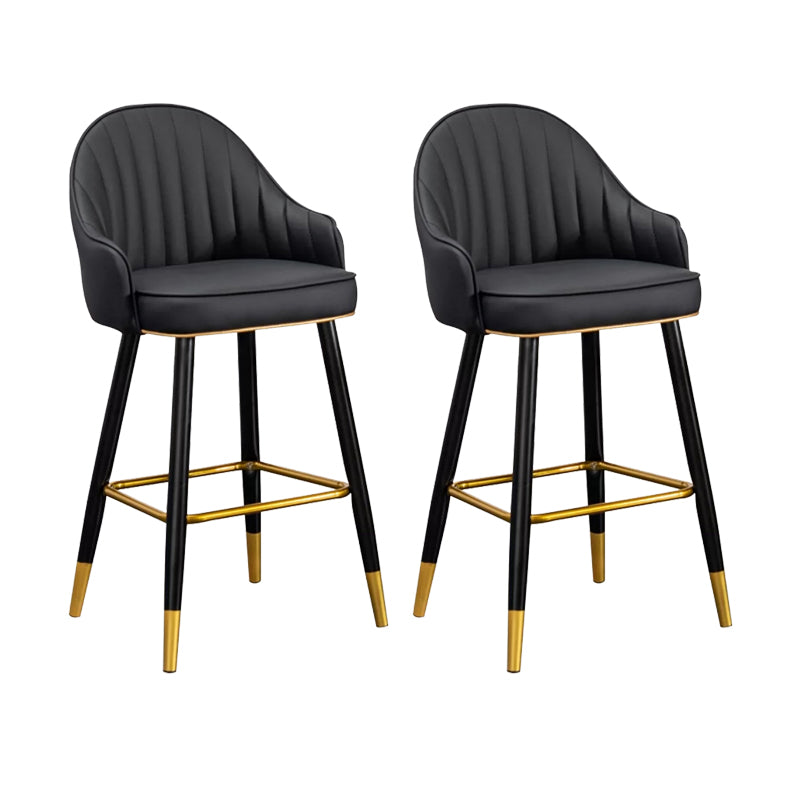 Modern Faux Leather Bar Chair Indoor Upholstered Bar Stool with Footrest