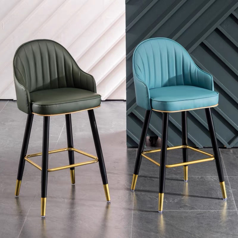 Modern Faux Leather Bar Chair Indoor Upholstered Bar Stool with Footrest