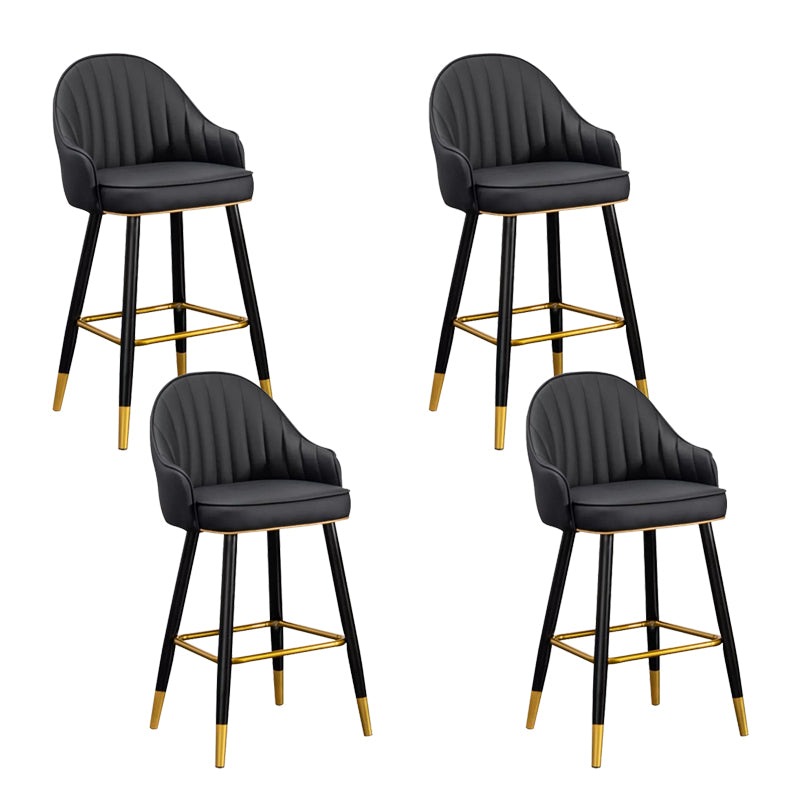 Modern Faux Leather Bar Chair Indoor Upholstered Bar Stool with Footrest