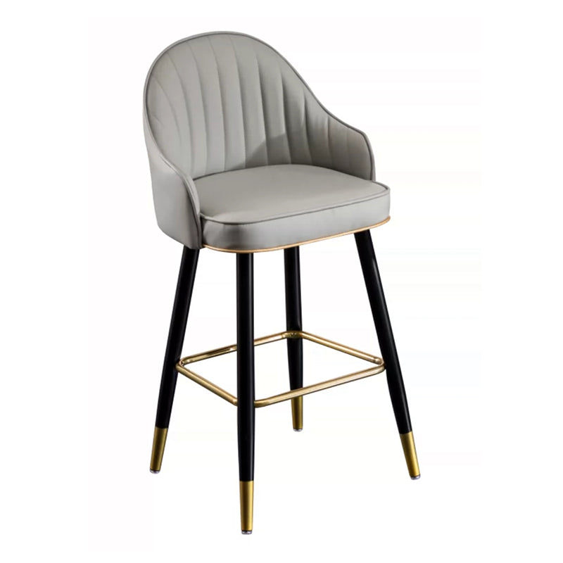Modern Faux Leather Bar Chair Indoor Upholstered Bar Stool with Footrest
