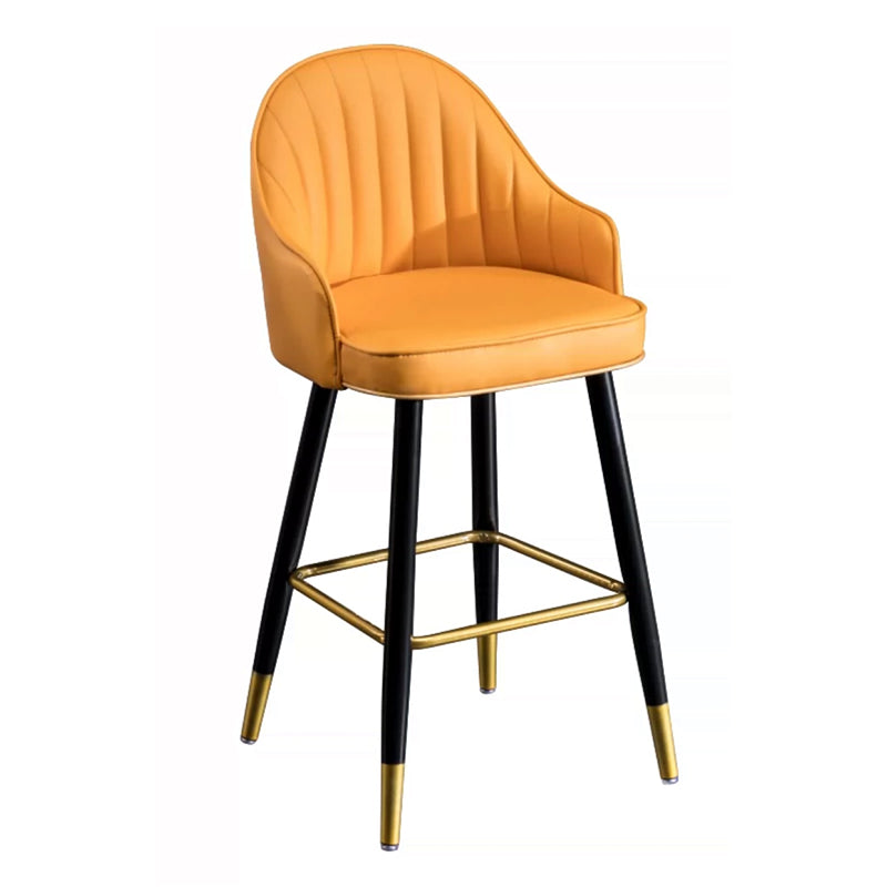 Modern Faux Leather Bar Chair Indoor Upholstered Bar Stool with Footrest
