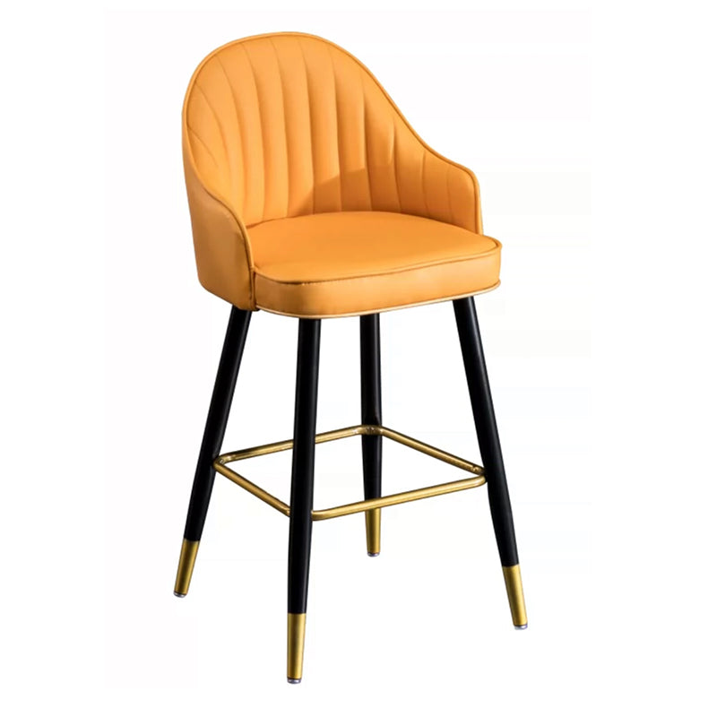 Modern Faux Leather Bar Chair Indoor Upholstered Bar Stool with Footrest