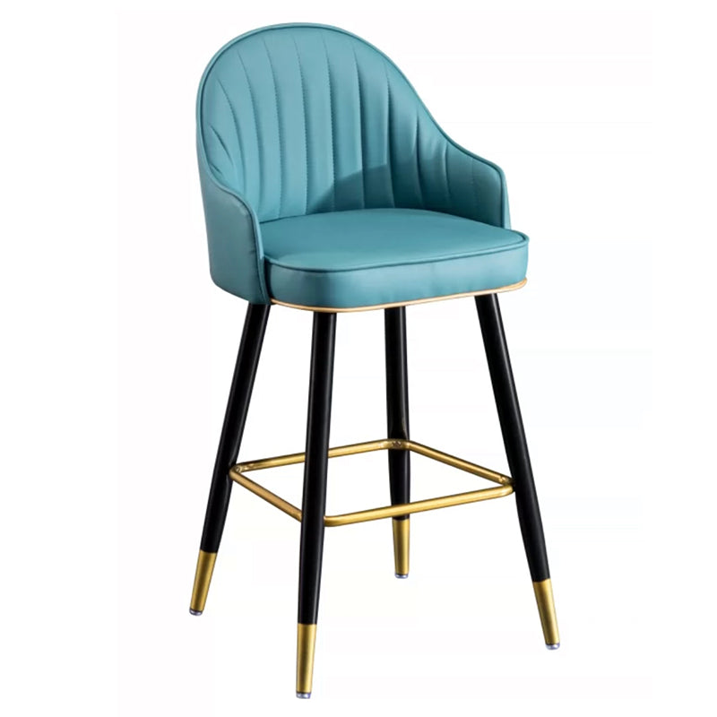 Modern Faux Leather Bar Chair Indoor Upholstered Bar Stool with Footrest
