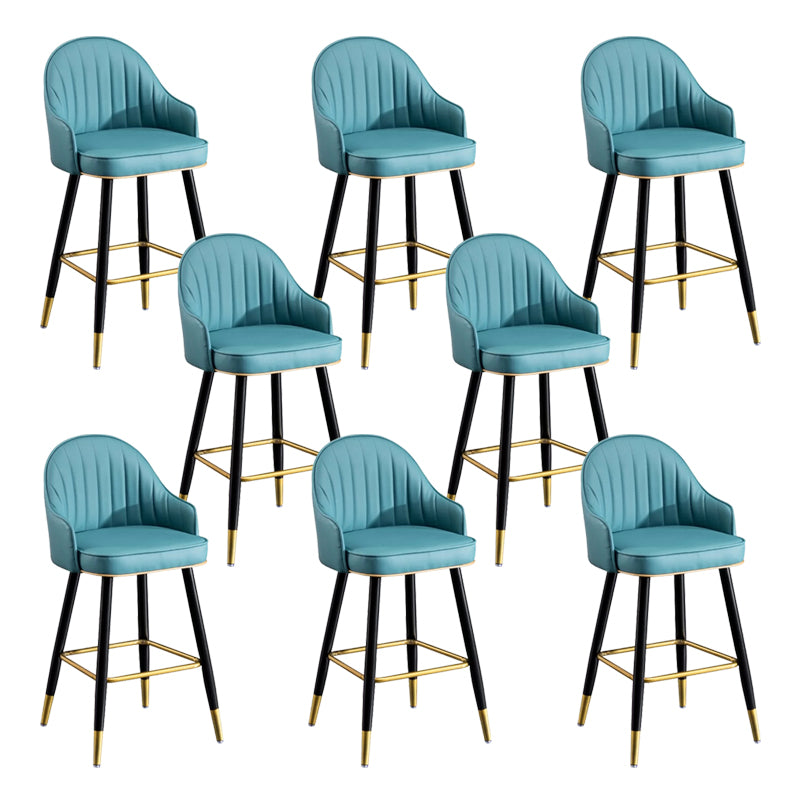 Modern Faux Leather Bar Chair Indoor Upholstered Bar Stool with Footrest