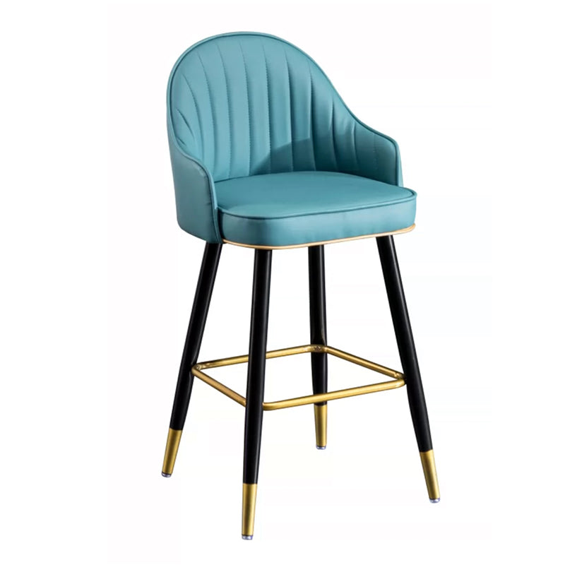 Modern Faux Leather Bar Chair Indoor Upholstered Bar Stool with Footrest