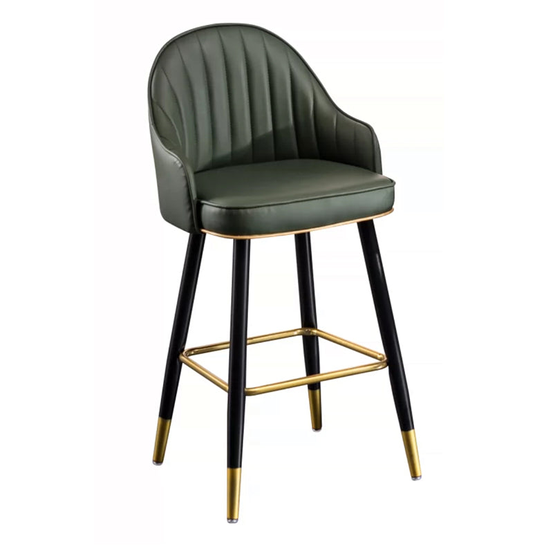 Modern Faux Leather Bar Chair Indoor Upholstered Bar Stool with Footrest