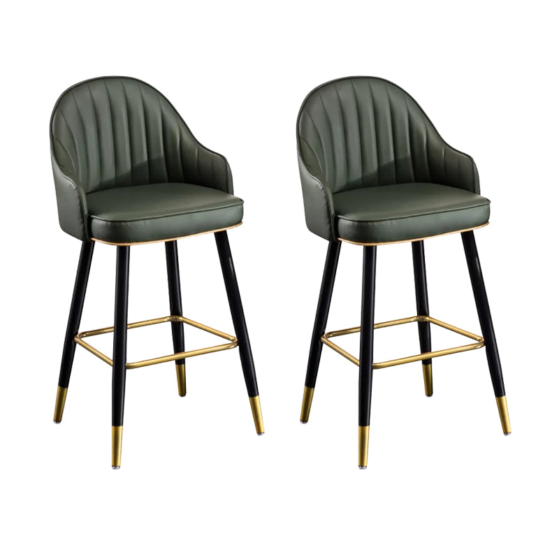 Modern Faux Leather Bar Chair Indoor Upholstered Bar Stool with Footrest