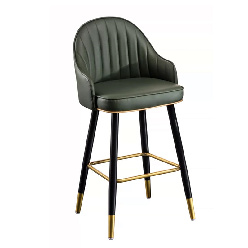 Modern Faux Leather Bar Chair Indoor Upholstered Bar Stool with Footrest
