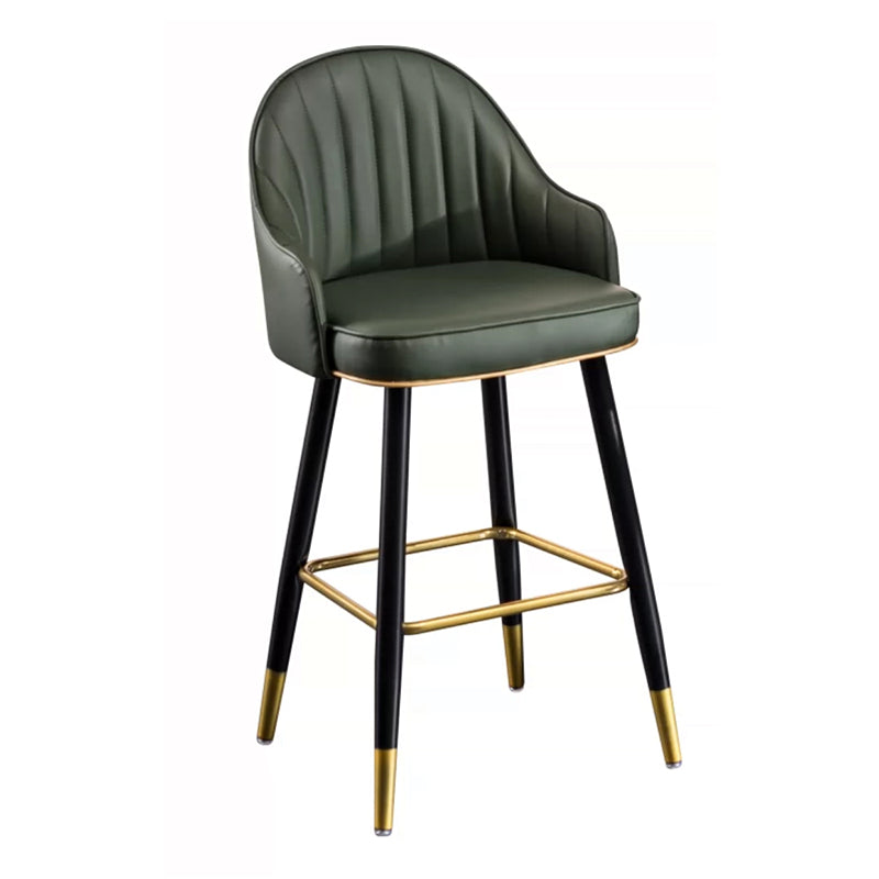 Modern Faux Leather Bar Chair Indoor Upholstered Bar Stool with Footrest
