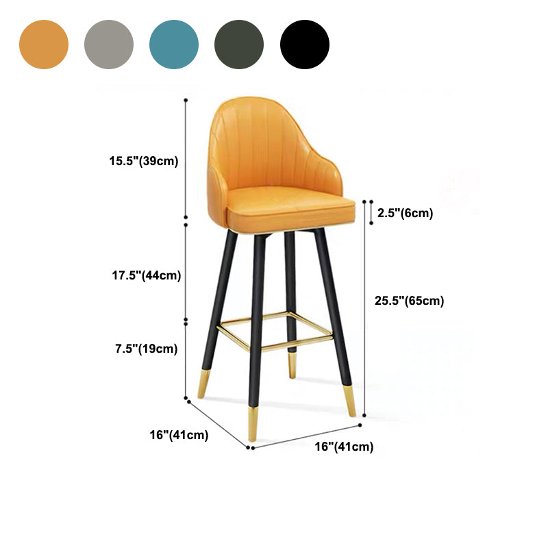 Modern Faux Leather Bar Chair Indoor Upholstered Bar Stool with Footrest
