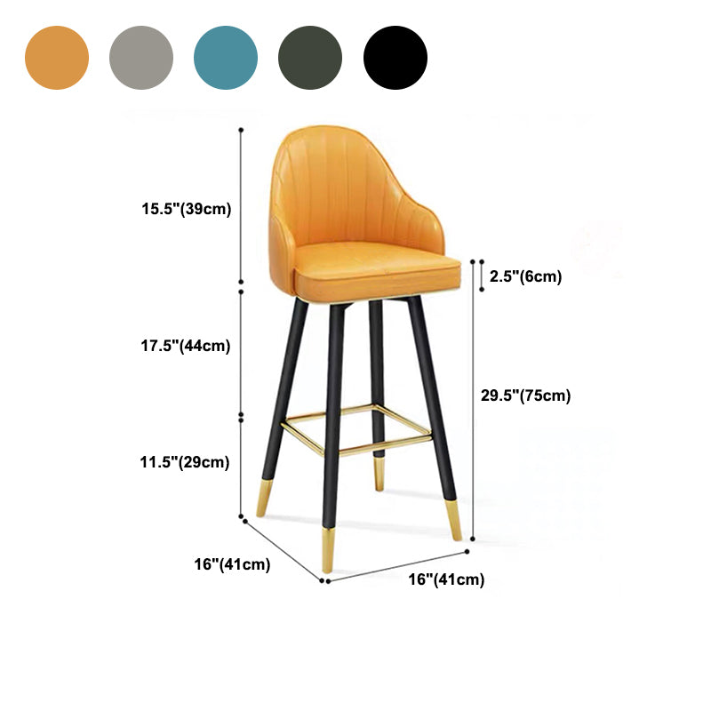 Modern Faux Leather Bar Chair Indoor Upholstered Bar Stool with Footrest