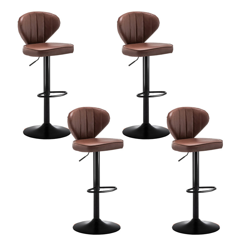 Home Swivel Adjustable Height Stool Modern Matte Finish Leather Barstool