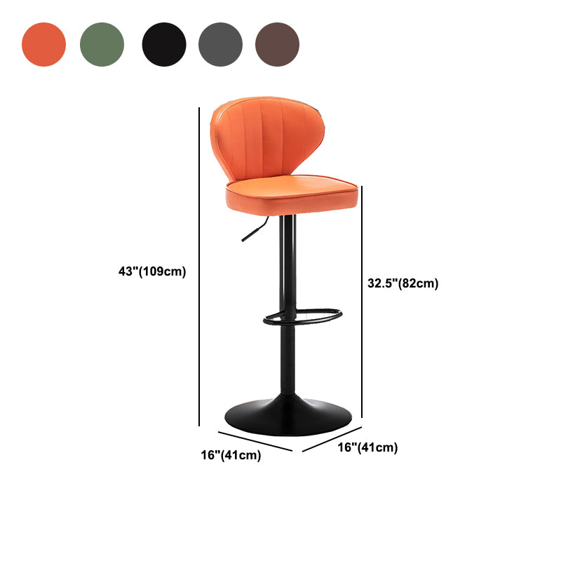Home Swivel Adjustable Height Stool Modern Matte Finish Leather Barstool